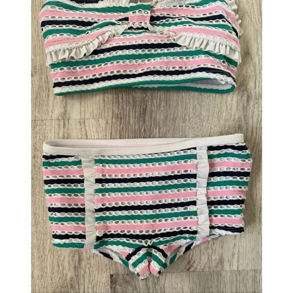 Janie and Jack 18-24 Months Baby Girl Textured Striped 2-Piece Swimsuit